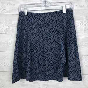 Eddie Bauer Women's Kacey Skirt Blue Leopard Print Faux Wrap Pull On Size Small